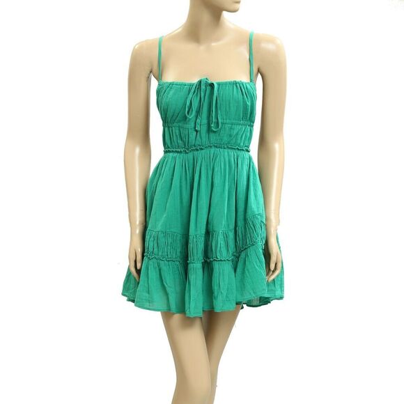 Free People Free -est Taking Sides Mini Dress Open Back Tiered Ruffle S 283592 - Picture 5 of 9